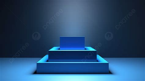 Ilustrasi Panggung Podium Persegi Biru 3d Yang Dirender Podium Persegi