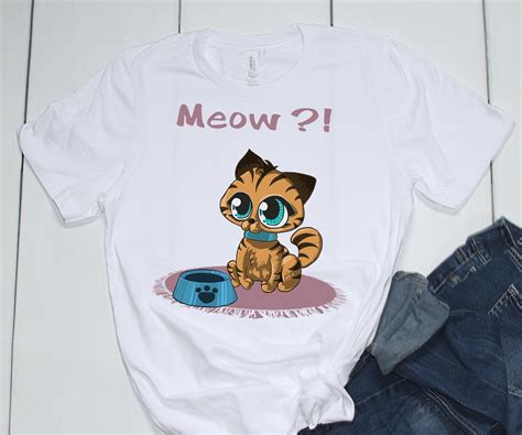 Meow T Shirt Cute Cat Shirt Unisex Women S Graphic Tee Funny Cat Lover T Shirt Hipster