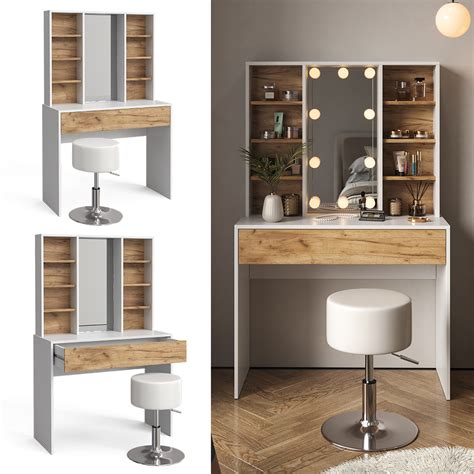 Coiffeuse Alexa Blanc Ch Ne Cm Avec Tabouret Vicco Ch Ne Dor