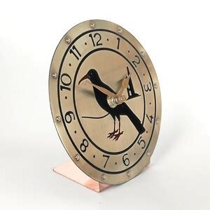 Desk Clock In Solid Brass With Cornish Chough Bird And Iconic Etsy