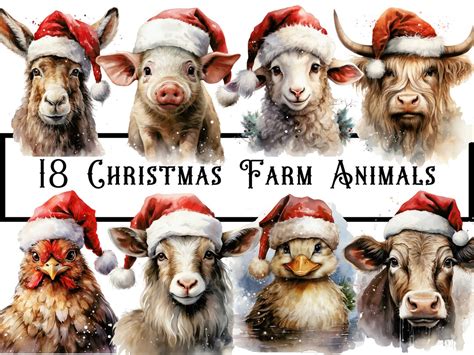 Christmas Farm Animals Clipart, Christmas Animal Images, Farm Animal ...