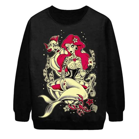 Hot Women Men Cartoon Sexy Mermaid Funny Design Pullovers 3d Hoodies