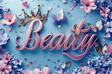 Beautiful Word In Colorful Embossed Chrome Style Premium Ai Generated