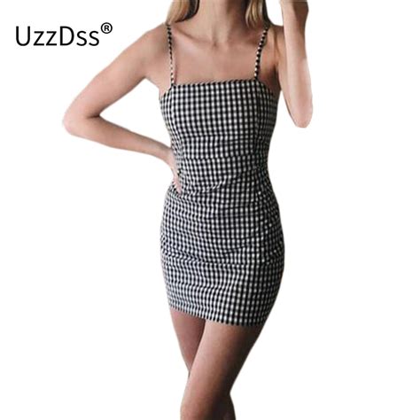 UZZDSS Vestido corto de algodón con tirantes finos para mujer prenda