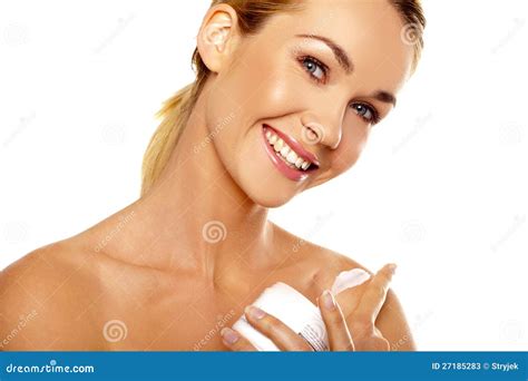 Beautiful Woman Applying Body Cream Stock Image Image Of Body