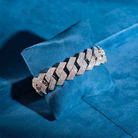 20mm Moissanite Cuban Link Bracelet 14k Gold Icecartel