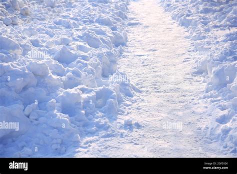 Snowy Footpath Background Stock Photo Alamy