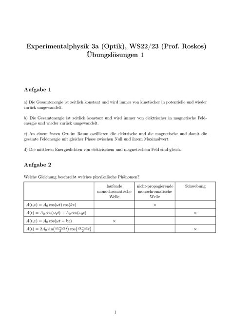 Praesenzuebung 01 Lsg Experimentalphysik 3a Optik WS22 23 Prof