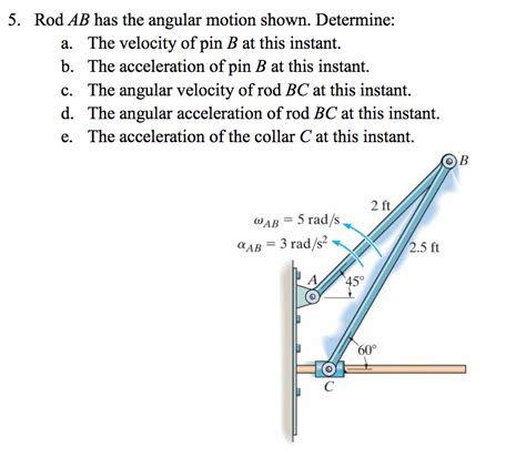 Solved Rod Ab Has The Angular Motion Shown Determine A Chegg