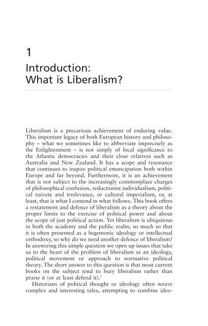 Introduction What Is Liberalism Polity