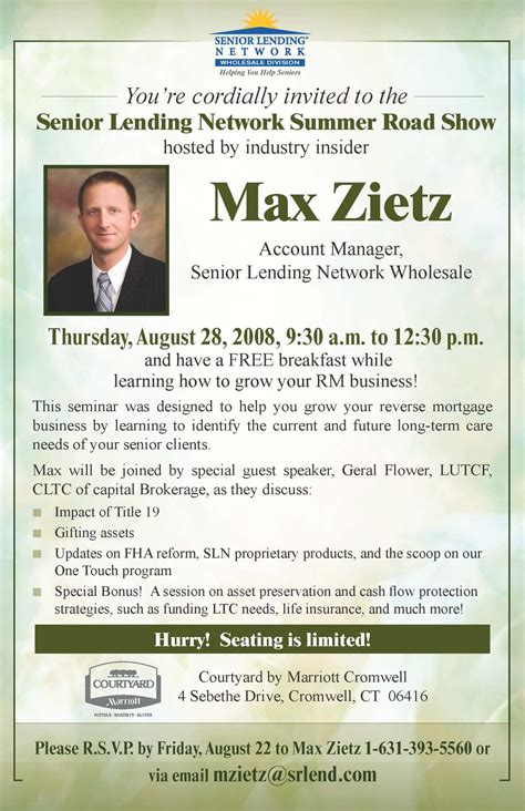 Senior Lending Network Email Invitation Max Zietz Bostic Media