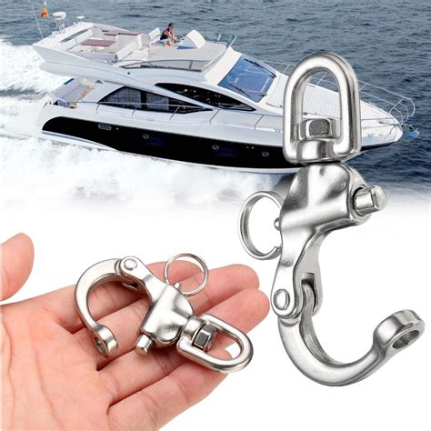 Stainless Steel Spring Shackle Rotary Hook Quick Release Boat Chain Eye