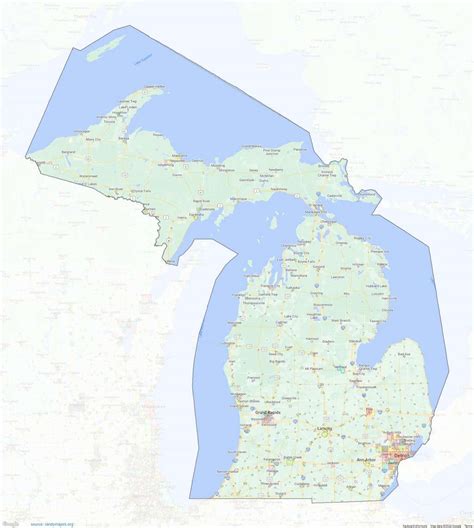 Michigan City Limits Map – medium image – shown on Google Maps