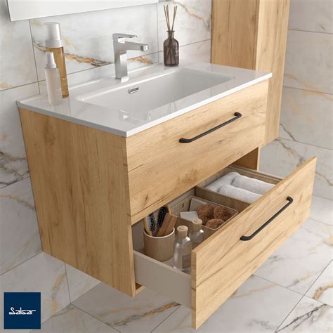 Conjunto mueble de baño MORAI 800 ROBLE Lavabo CONSTANZA