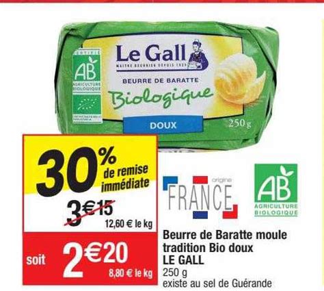 Offre Beurre De Baratte Moule Tradition Bio Doux Le Gall Chez Migros France