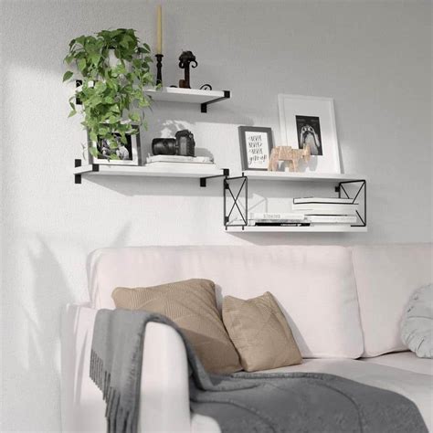 Cubilan 16.5 in. W x 5.9 in. D White Decorative Wall Shelves CZ6B7 ...