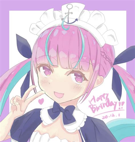 湊あくあ「誕生日おめでとう🎉🎉🎉 湊あくあ生誕祭2020 湊あくあ あ」魚河岸レイのイラスト