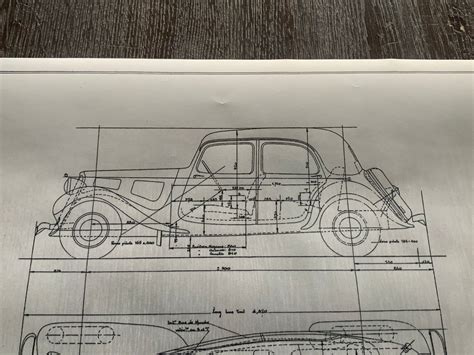 Citroen Traction Avant Construction Drawing Art Work Blueprint