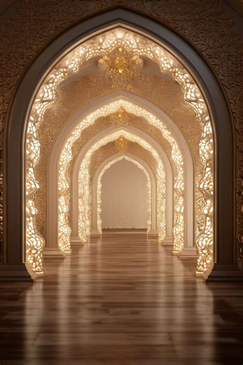 A Hallway With Lights On The Walls Photography Backdrop In 2024