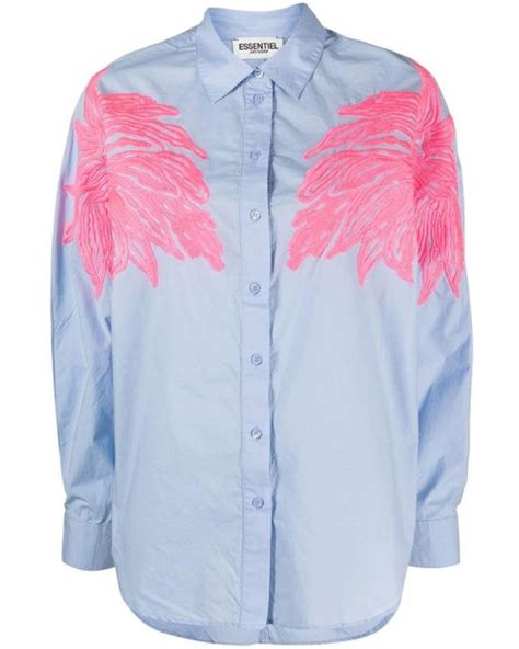 Essentiel Antwerp Dolly Floral Embroidered Shirt In Pink Lyst