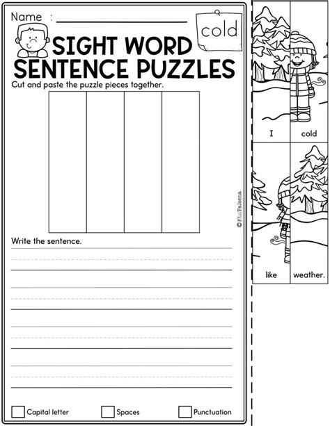 Free Sight Word Sentence Puzzles In 2024 Sight Word Sentences Sight