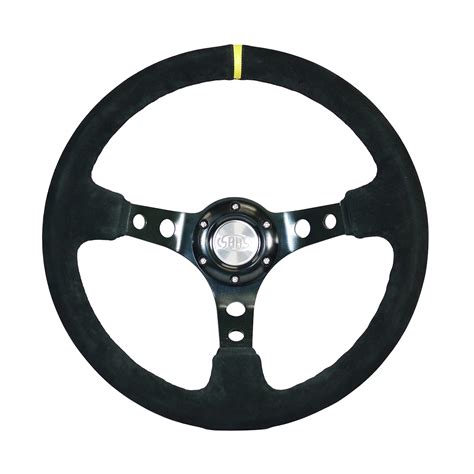 SAAS Suede GT Sports Steering Wheel 350mm Black Alloy Spokes Deep Semi