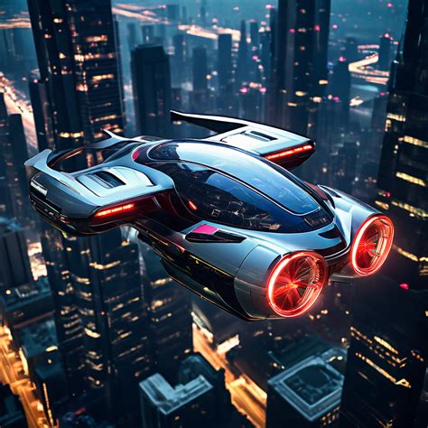 Photo of future flying car in skyscrapers by AI plane - Playground