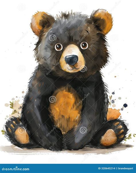 Drawing of a Black Bear Sitting Down Stock Illustration - Illustration ...