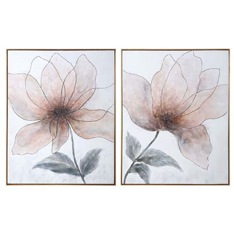 Uttermost Vanishing Blooms Hand Painted Canvases Set Of Uttermost