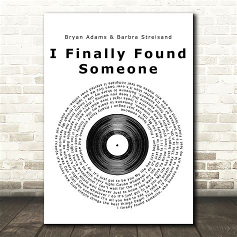 Bryan Adams And Barbra Streisand I Finally Found Someone Vinyl Record Song Print Red Heart Print