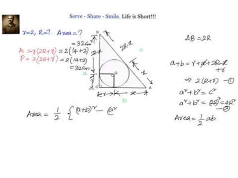 Find The Area Of Right Angled Triangle If The Radius Of Its Images