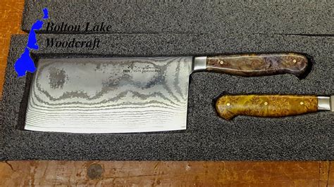 Damascus Steel Meat Cleaver Handmade Maple Handle Japanese Steel Blade