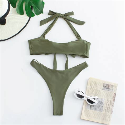 Custom New Design Sexy Solid Strapless Two Piece Bikini Beachwear Front