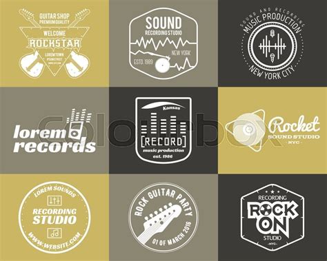 Set of vector music production logo ... | Stock vector | Colourbox