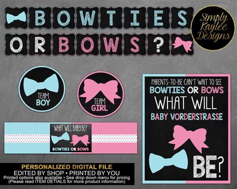 Bow Ties Or Bows Gender Reveal Party Decorations Bows Or Bow Ties