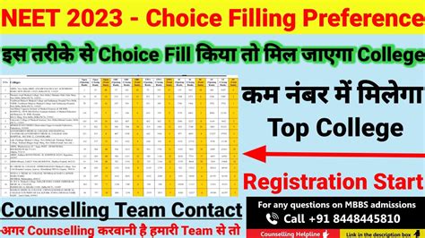 How To Fill Choice In Neet Counselling Counselling Choice