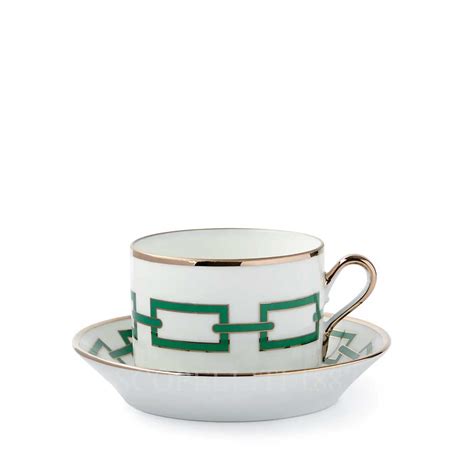 Ginori 1735 Tea Cup And Saucer Catene Green SCOPELLITI 1887