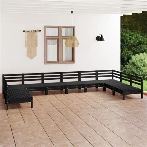 Star Meuble De Patio Luxueux Salon De Jardin Pcs Noir Bois De Pin