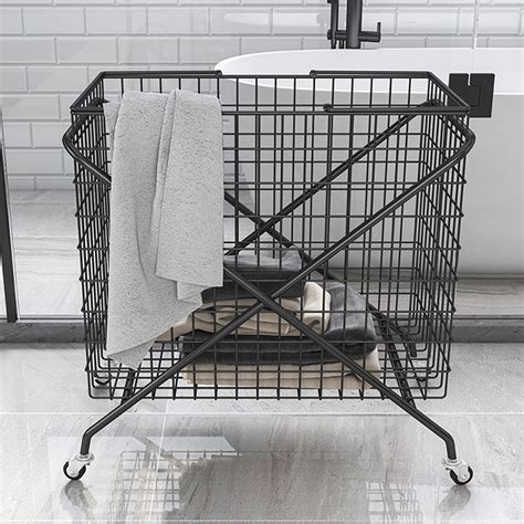 Nordic Chic Metal Large Laundry Hamper Basket With Wheels