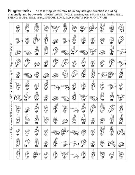 Asl Fingerspelling Word Search