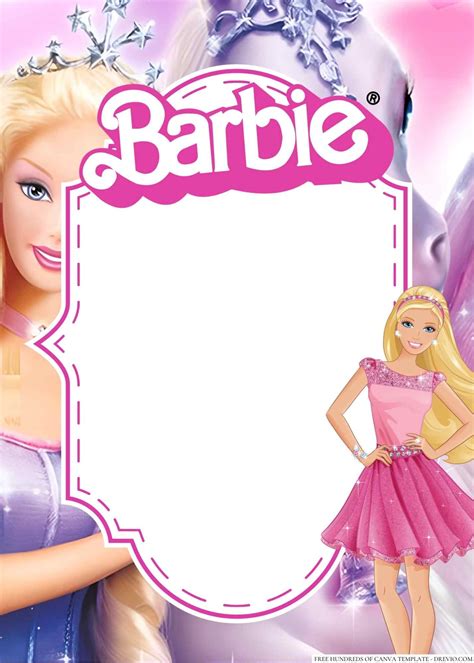 16 Barbie Canva Birthday Invitation Templates Barbie Invitations