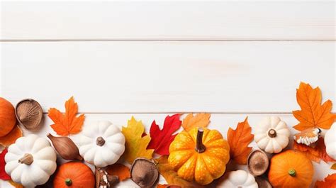 Premium Photo Fall Flat Lay With Colorful Pumpkins And Mushrooms