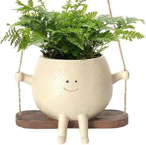 Amazon Hanging Planter Swing Face Plant Pot Cute Resin Head