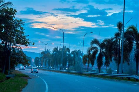 Sunset Landscape View of a Highway on a Tropical Island Editorial Photo - Image of highway ...