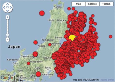 Epicenter Locations Of Mainshock Yellow And Aftershocks Red During