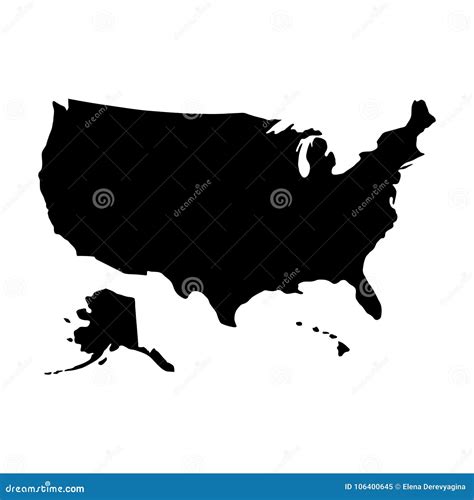 Us Map Silhouette Map Of America And Regions Cartoon Vector