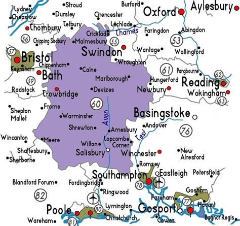 Map Of Wiltshire In England Useful Information About Wiltshire