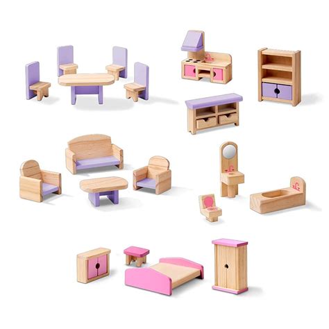 Melissa & Doug Multi-Level Wooden Dollhouse With 19 pcs Furniture ...