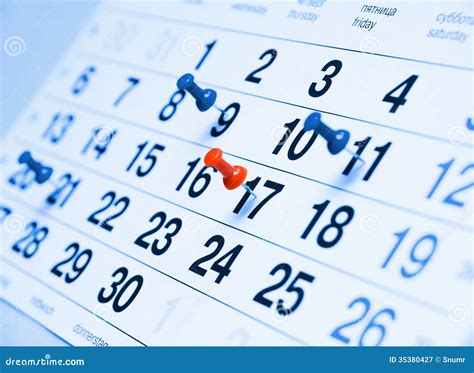 A Calendar Page Stock Image Image Of Diary Business 35380427