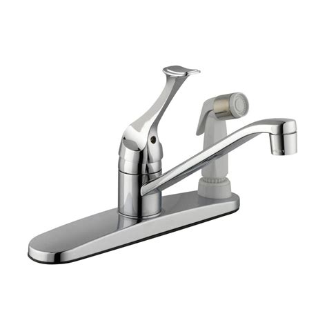 Glacier Bay Single Handle Standard Kitchen Faucet With White Side Sprayer In Chrome Hd67552 1501